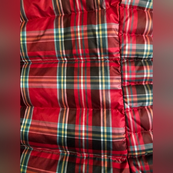 Lands' End Red Tartan Plaid Collared Puffer Zipper Vest Size Small 6/8 - Picture 5 of 8